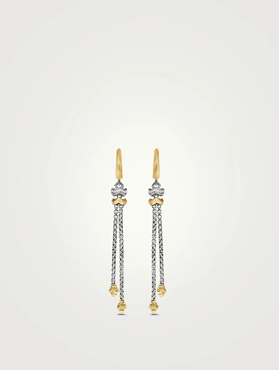 Zig Zag Stax™ Chain Drop Earrings In Sterling Silver With 18k Yellow Gold And Diamonds, 66mm