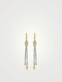 Zig Zag Stax™ Chain Drop Earrings In Sterling Silver With 18k Yellow Gold And Diamonds, 66mm
