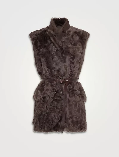Wavy Shearling Vest