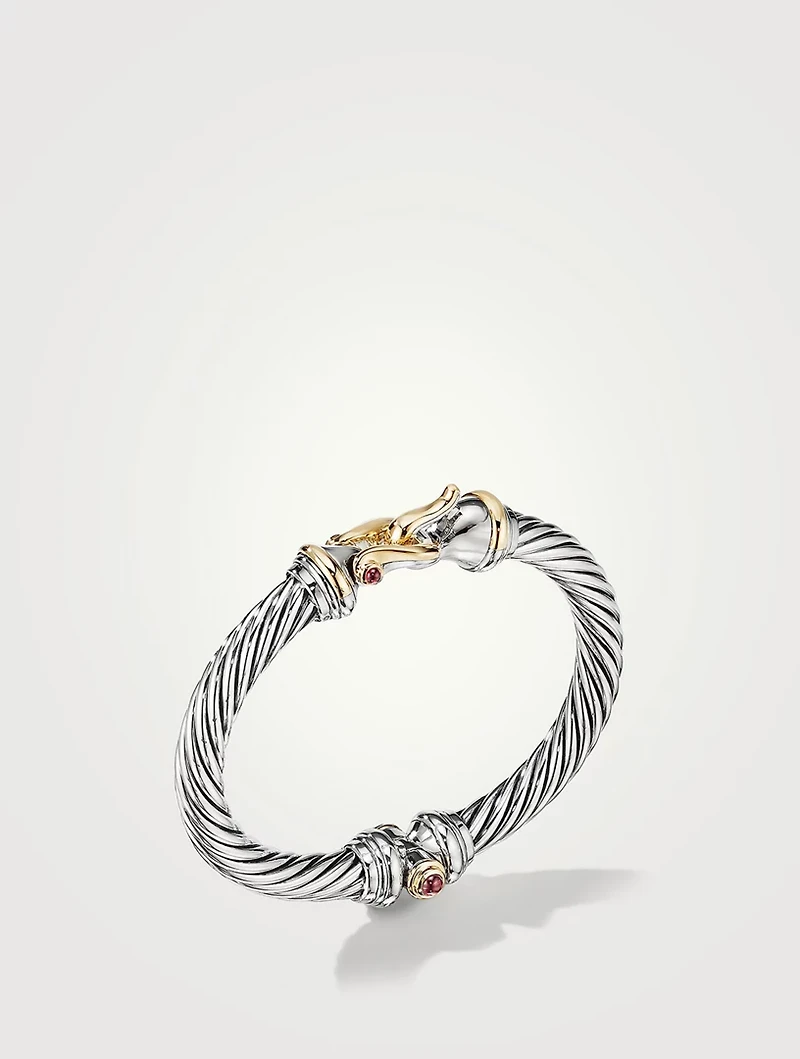 Buckle Bracelet Sterling Silver With 18k Yellow Gold And Rhodolite Garnets