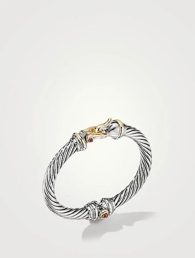 Buckle Bracelet Sterling Silver With 18k Yellow Gold And Rhodolite Garnets
