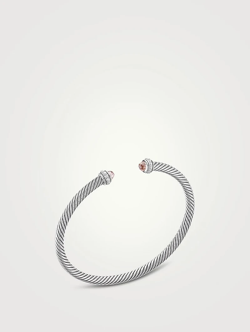 Cable Classics Bracelet Sterling Silver With Morganite And Pavé Diamonds