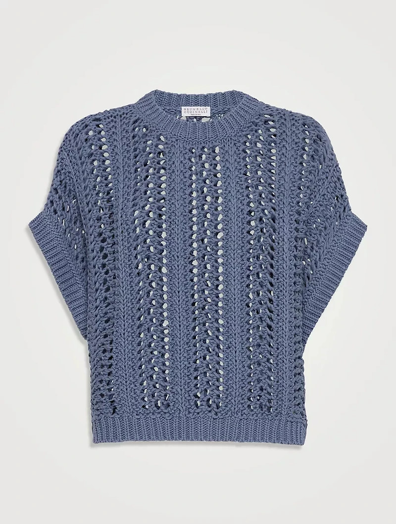 Cotton Ribbed Net Sweater