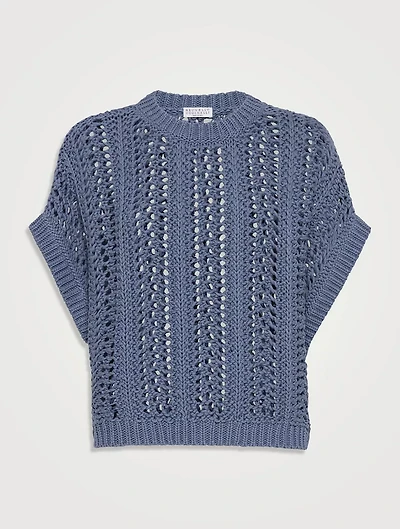Cotton Ribbed Net Sweater