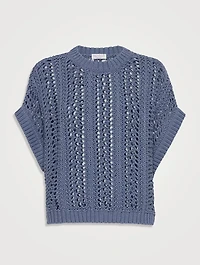 Cotton Ribbed Net Sweater