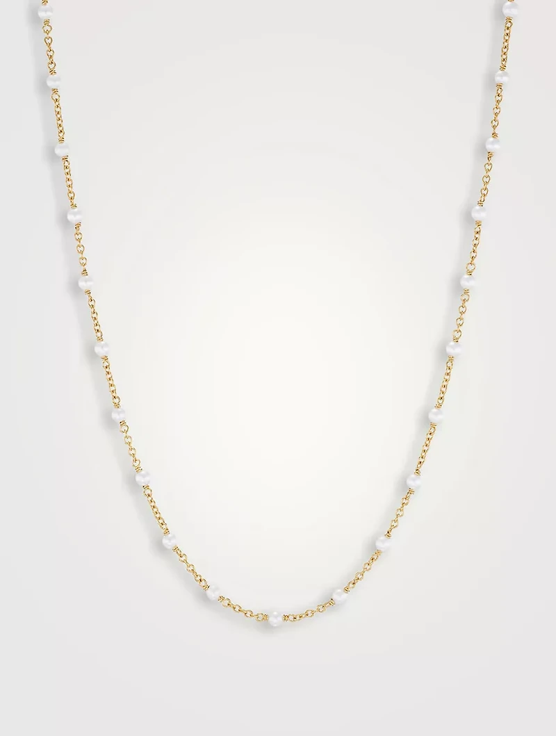 Pearl Classics Station Necklace 18k Yellow Gold, 3.5mm