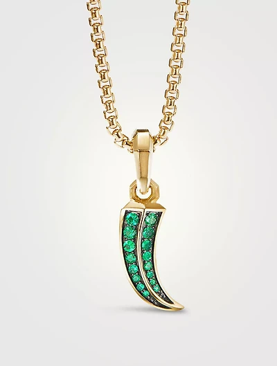 Roman Claw Amulet In 18k Yellow Gold With Pavé Emeralds