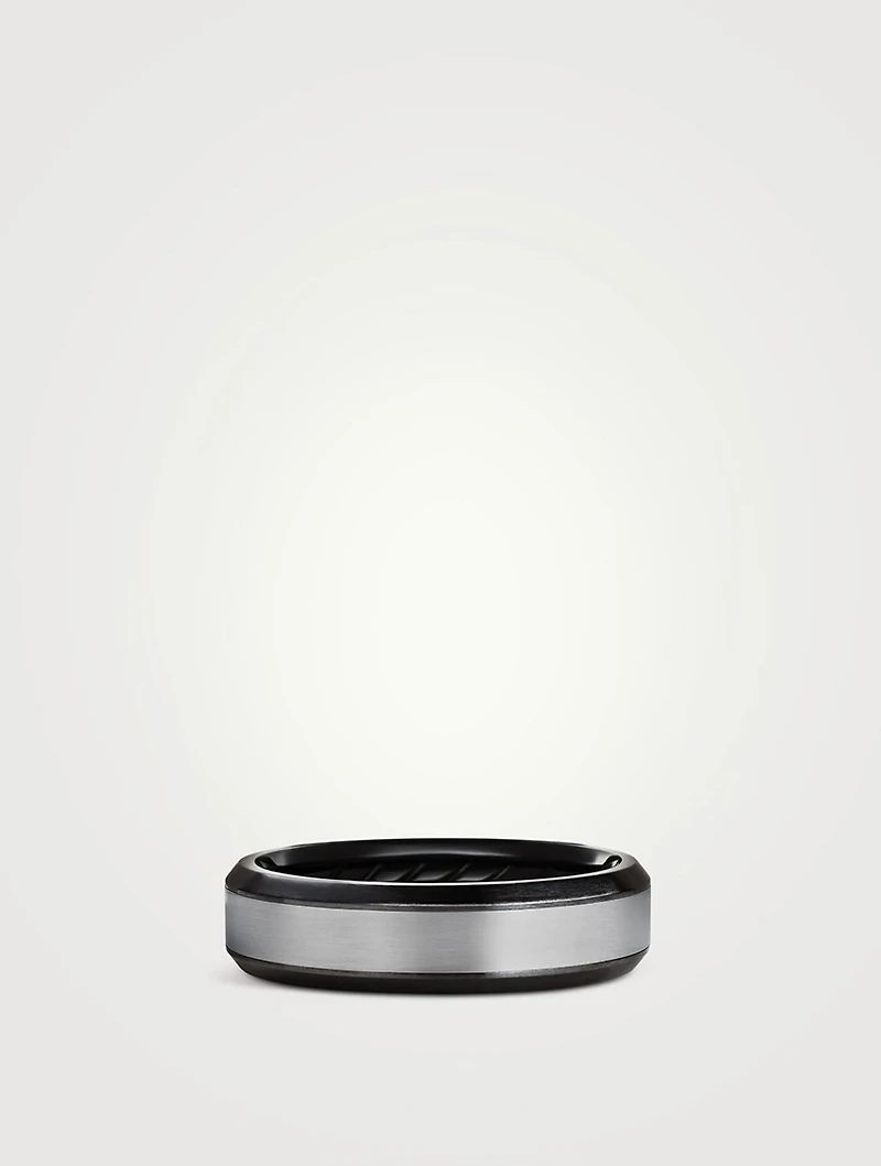 Beveled Band Ring Black Titanium With Grey Titanium, 6mm