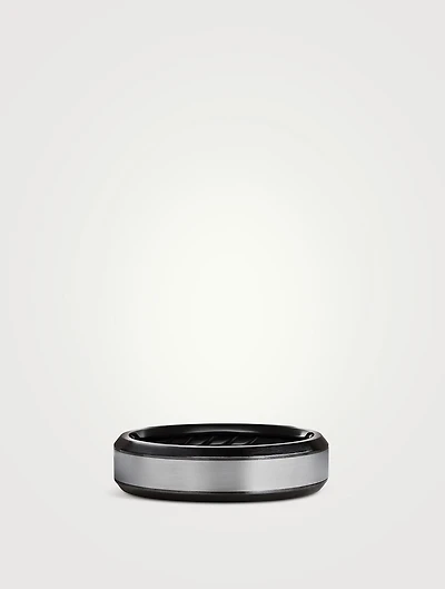 Beveled Band Ring Black Titanium With Grey Titanium, 6mm