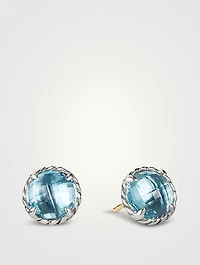 Petite Chatelaine® Stud Earrings In Sterling Silver With Blue Topaz