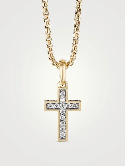 Streamline® Cross Pendant In 18k Yellow Gold With Pavé Diamonds