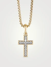 Streamline® Cross Pendant In 18k Yellow Gold With Pavé Diamonds