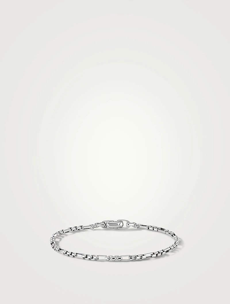 Open Station Box Chain Bracelet Sterling Silver