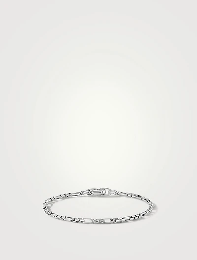 Open Station Box Chain Bracelet Sterling Silver