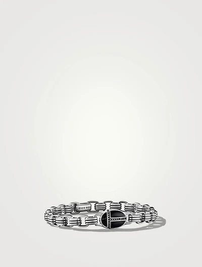 Cairo Chain Link Bracelet Sterling Silver With Black Onyx And Pavé Diamonds