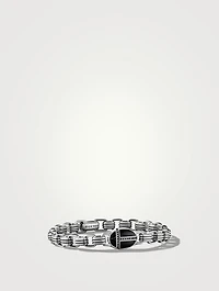 Cairo Chain Link Bracelet Sterling Silver With Black Onyx And Pavé Diamonds