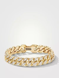 Curb Chain Bracelet 18k Yellow Gold With Diamonds, 11.5mm