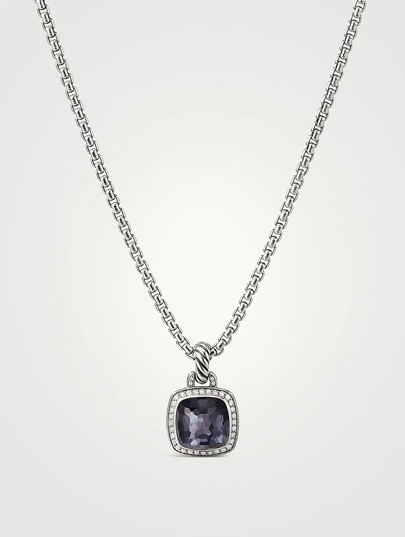 Albion® Pendant In Sterling Silver With Black Orchid And Pavé Diamonds