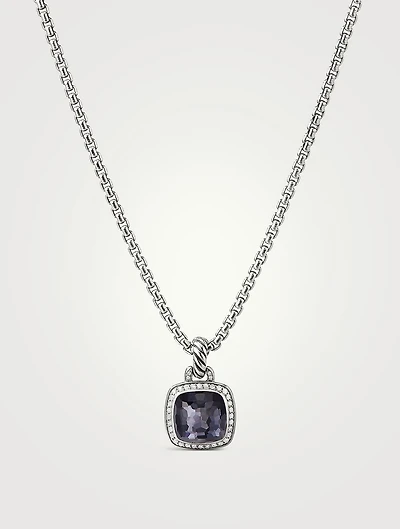 Albion® Pendant In Sterling Silver With Black Orchid And Pavé Diamonds