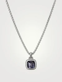 Albion® Pendant In Sterling Silver With Black Orchid And Pavé Diamonds