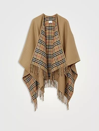 Reversible Check Wool Cape