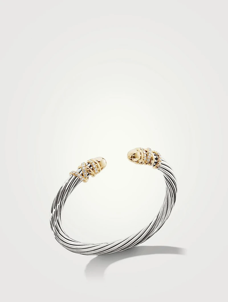 Helena Bracelet Sterling Silver With 18k Yellow Gold Domes And Pavé Diamonds