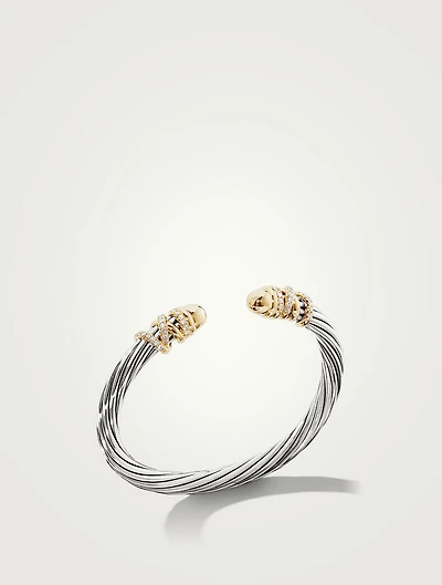 Helena Bracelet Sterling Silver With 18k Yellow Gold Domes And Pavé Diamonds