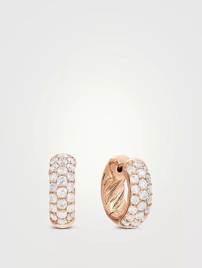 Dy Mercer® Micro Hoop Earrings In 18k Rose Gold With Diamonds, 13.5mm
