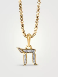 Chai Amulet In 18k Yellow Gold With Pavé Diamonds