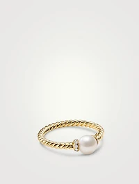 Petite Solari Station Ring 18k Yellow Gold With Pearl And Pavé Diamonds