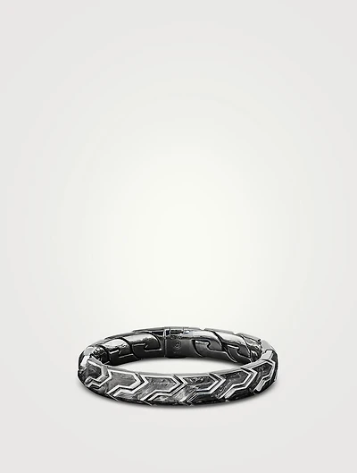 Forged Carbon Link Bracelet Sterling Silver