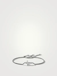 Petite Pavé Cross Chain Bracelet In Sterling Silver With Diamonds