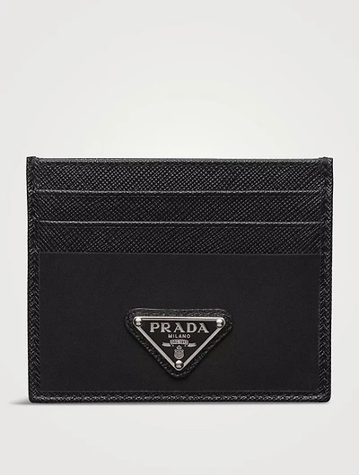 Re-nylon And Saffiano Leather Card Holder