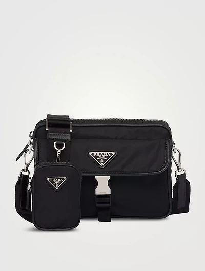Re-nylon And Saffiano Leather Shoulder Bag