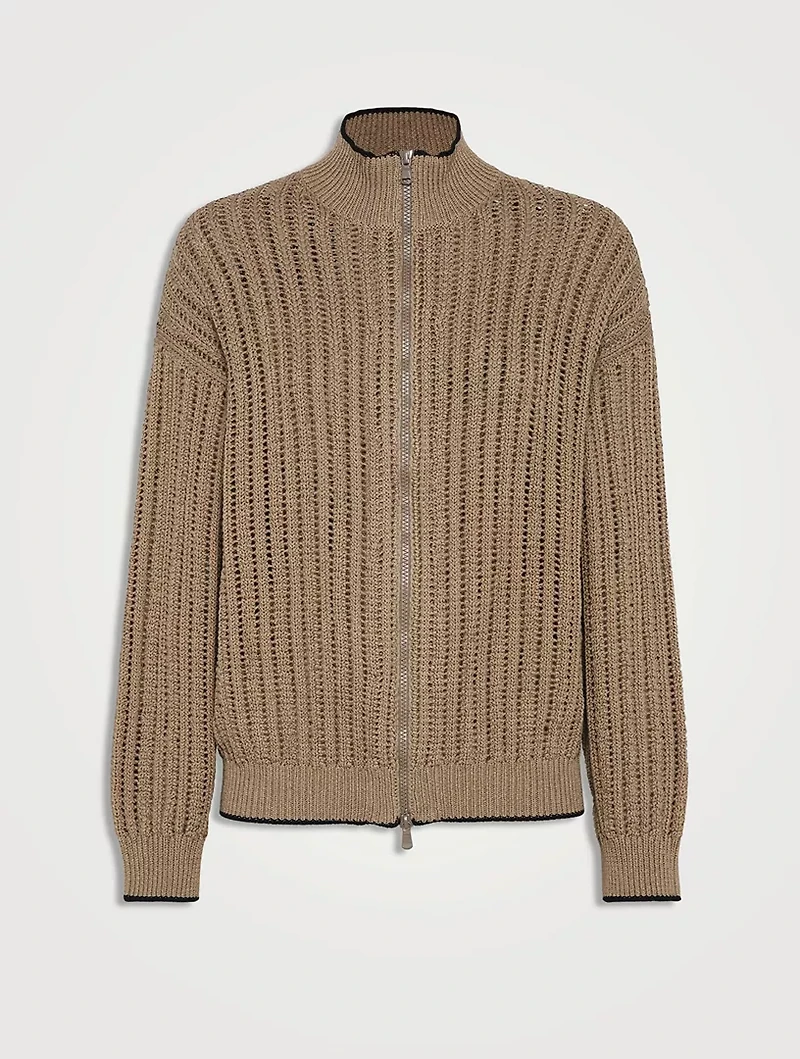 Ribbed Openwork Cardigan