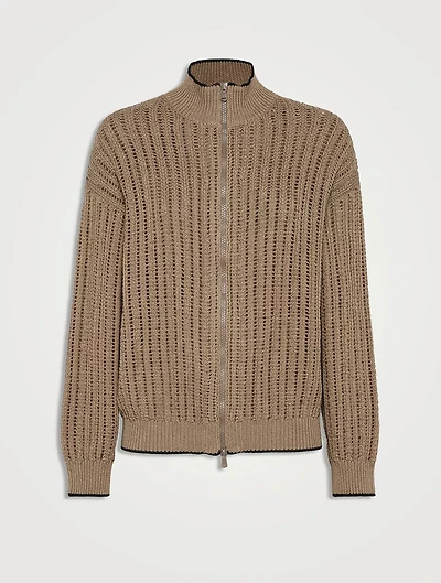 Ribbed Openwork Cardigan