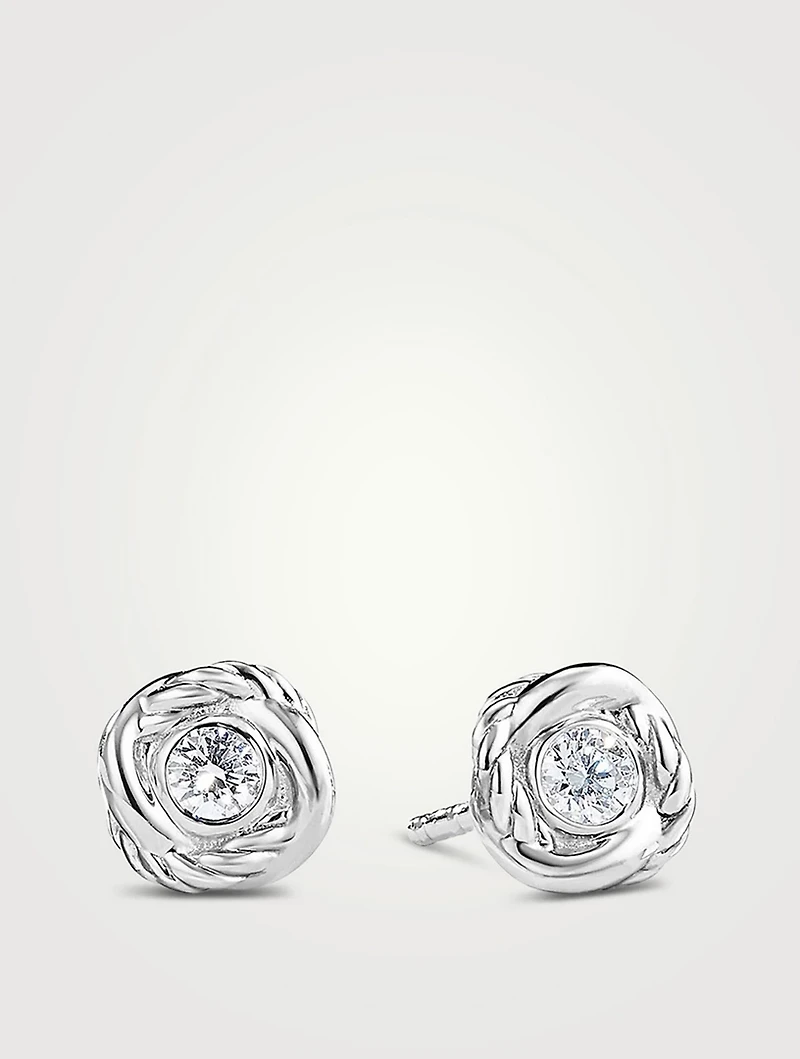 Crossover Infinity Stud Earrings In 18k White Gold With Diamonds