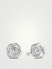 Crossover Infinity Stud Earrings In 18k White Gold With Diamonds