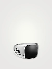 Streamline® Cushion Signet Ring Sterling Silver With Black Onyx, 14mm