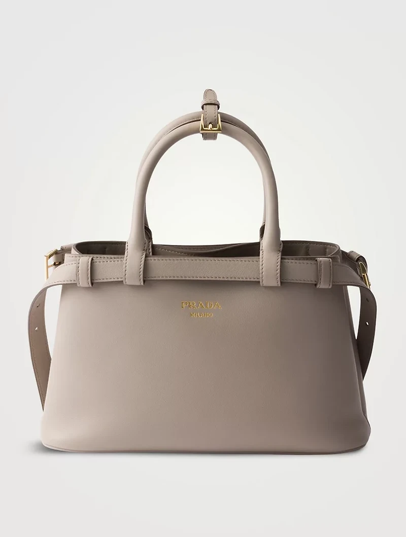Prada Buckle Small Leather Handbag With Double Belt