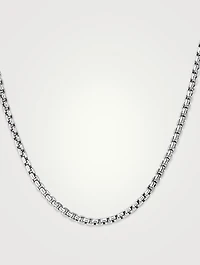 Box Chain Slider Necklace In Sterling Silver, 2.7mm