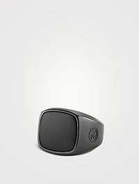 Exotic Stone Signet Ring Black Titanium With Onyx