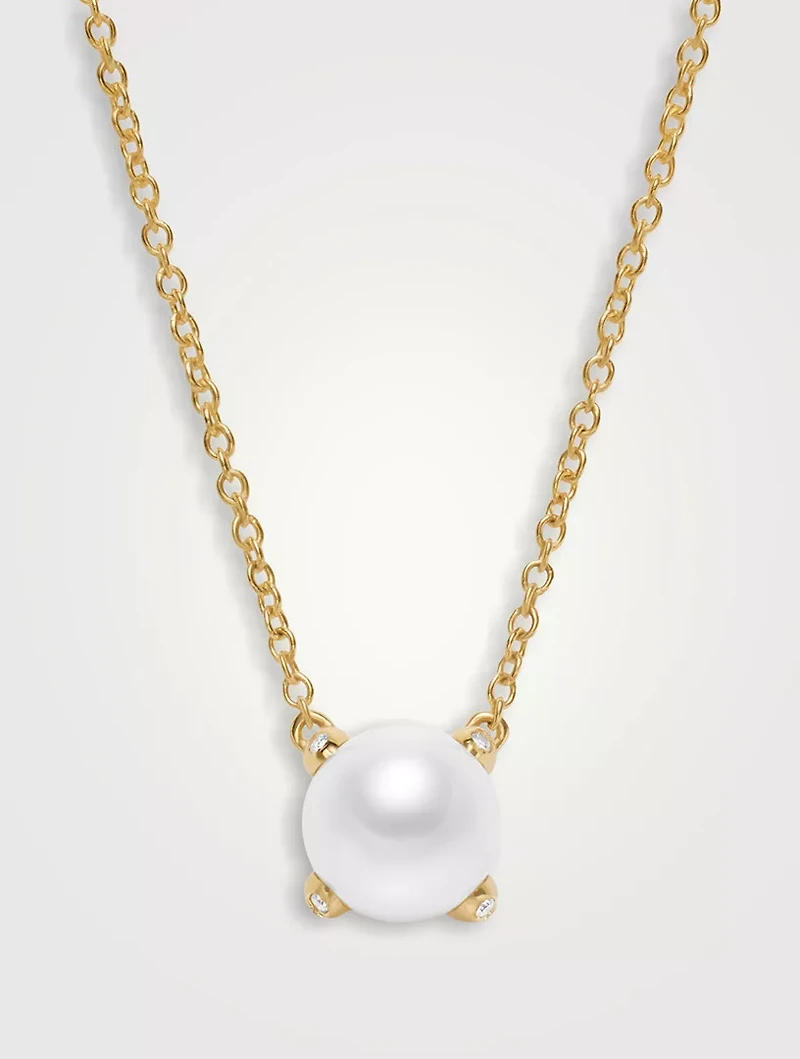 Pearl Classics Necklace In 18k Yellow Gold With Diamonds, 6.5mm