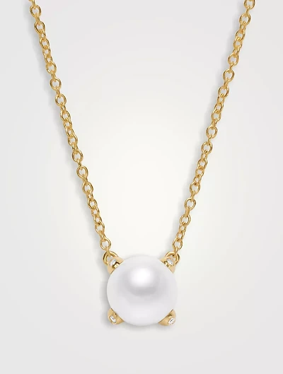 Pearl Classics Necklace In 18k Yellow Gold With Diamonds, 6.5mm