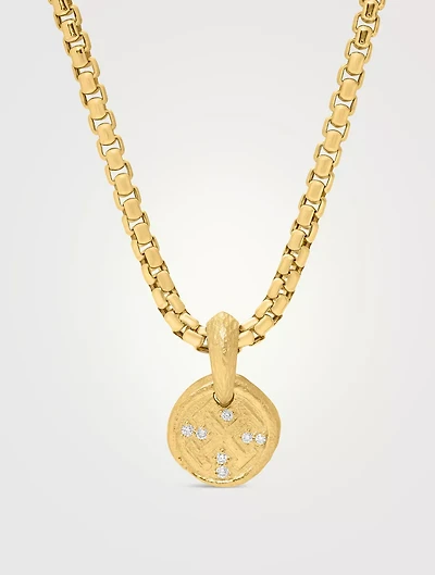Shipwreck Coin Amulet In 18k Yellow Gold With Cognac Diamonds, 10.5mm