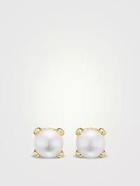 Pearl Classics Stud Earrings In 18k Yellow Gold And Diamonds, 6.6mm