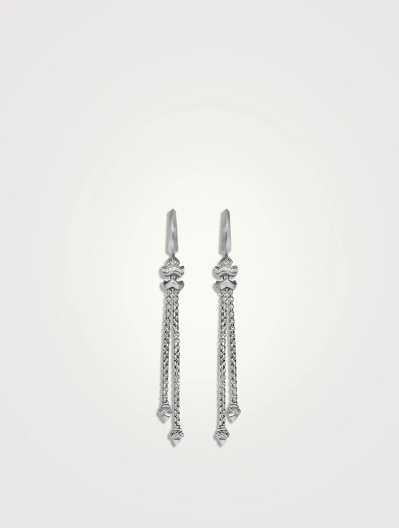 Zig Zag Stax™ Chain Drop Earrings In Sterling Silver With Diamonds, 66mm