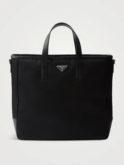 Re-nylon And Saffiano Leather Tote Bag