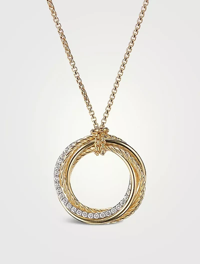 Crossover Pendant Necklace In 18k Yellow Gold With Pavé Diamonds
