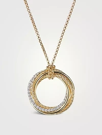 Crossover Pendant Necklace In 18k Yellow Gold With Pavé Diamonds